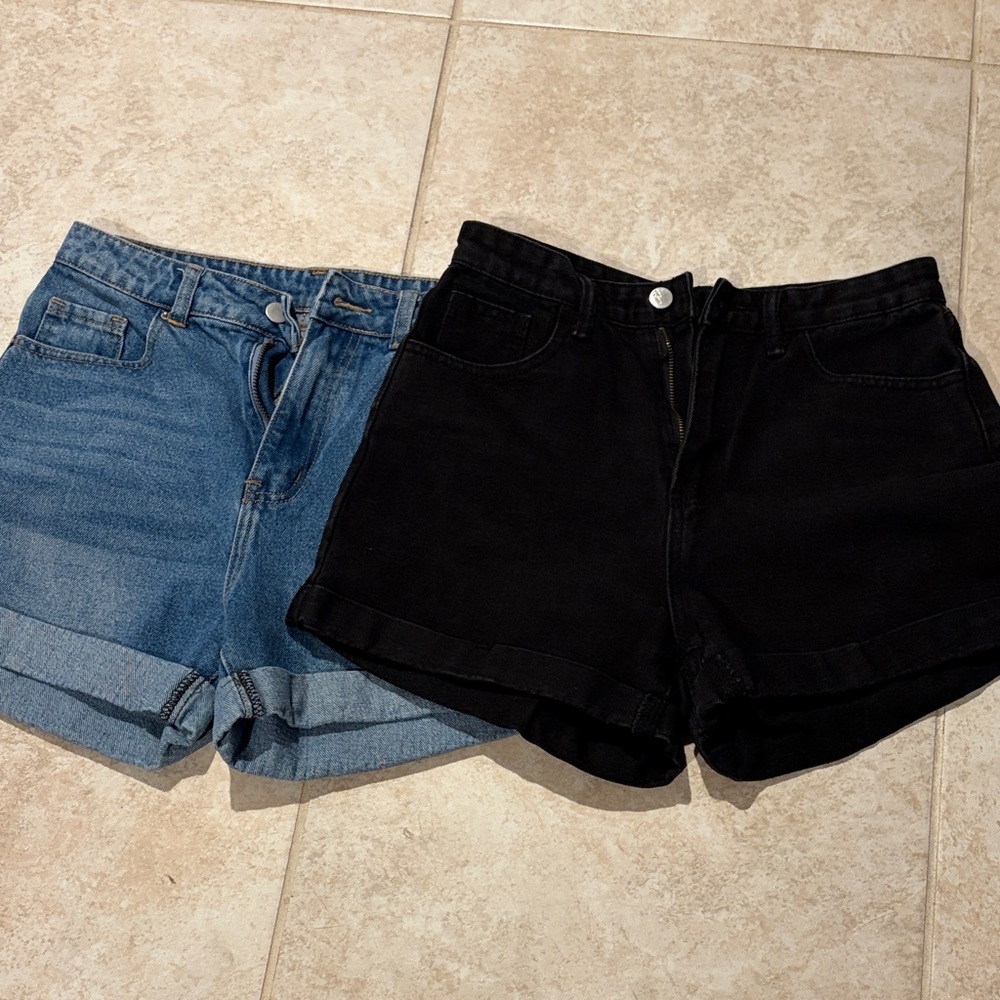 SHEIN Blue and Black Jean Shorts